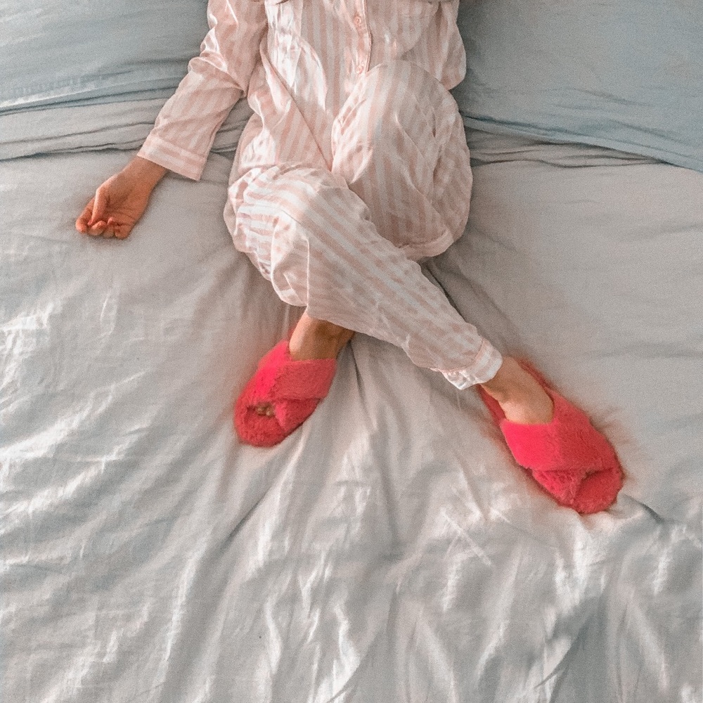 Fuzzy pink slippers!
